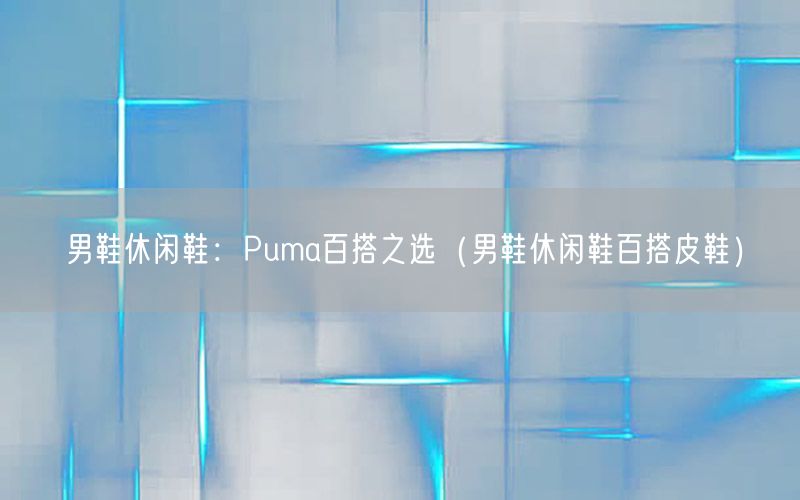 男鞋休闲鞋：Puma百搭之选（男鞋休闲鞋百搭皮鞋）